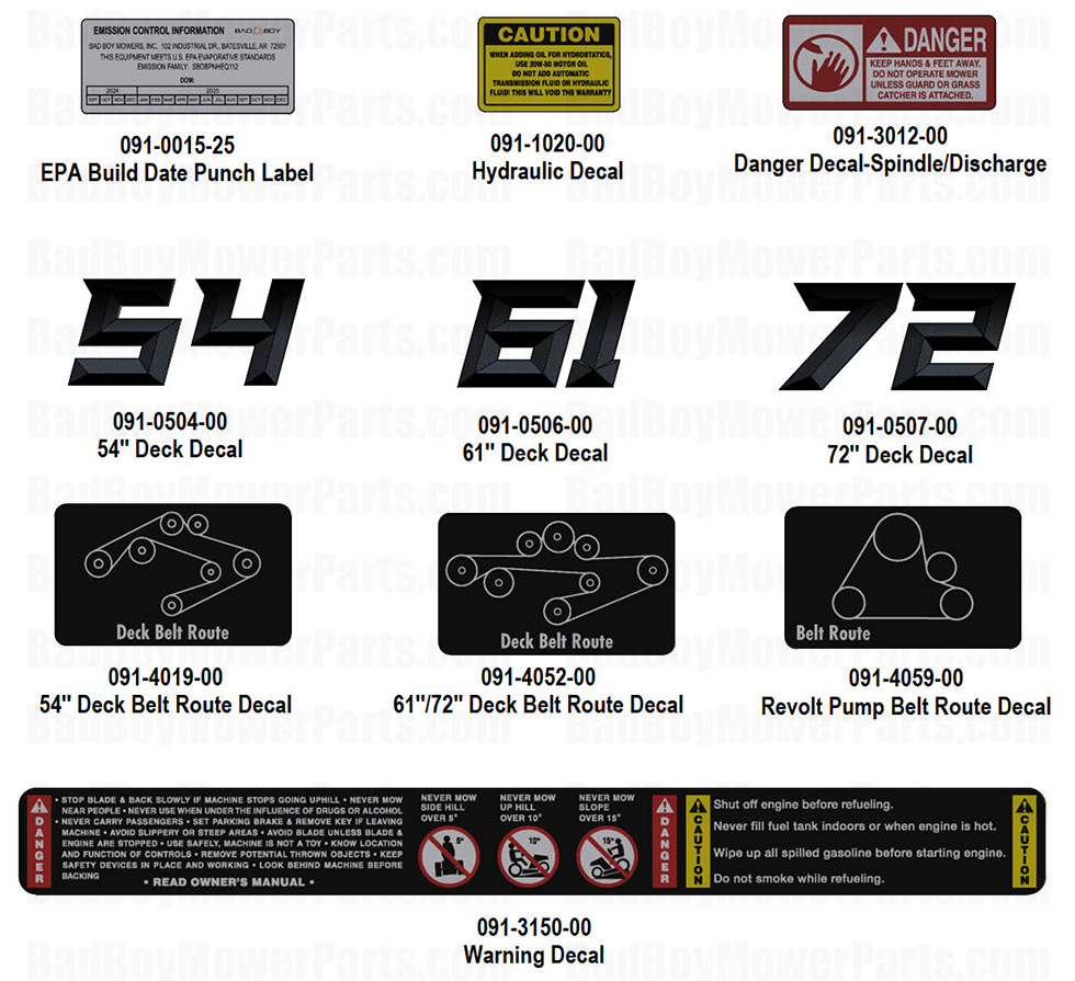 4193 - Bad Boy Mower Parts Lookup > 2025 > Revolt X > Decals-1